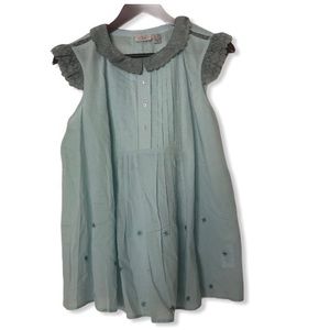 LOGO by Lori Goldstein Lace Collar Cotton Blouse